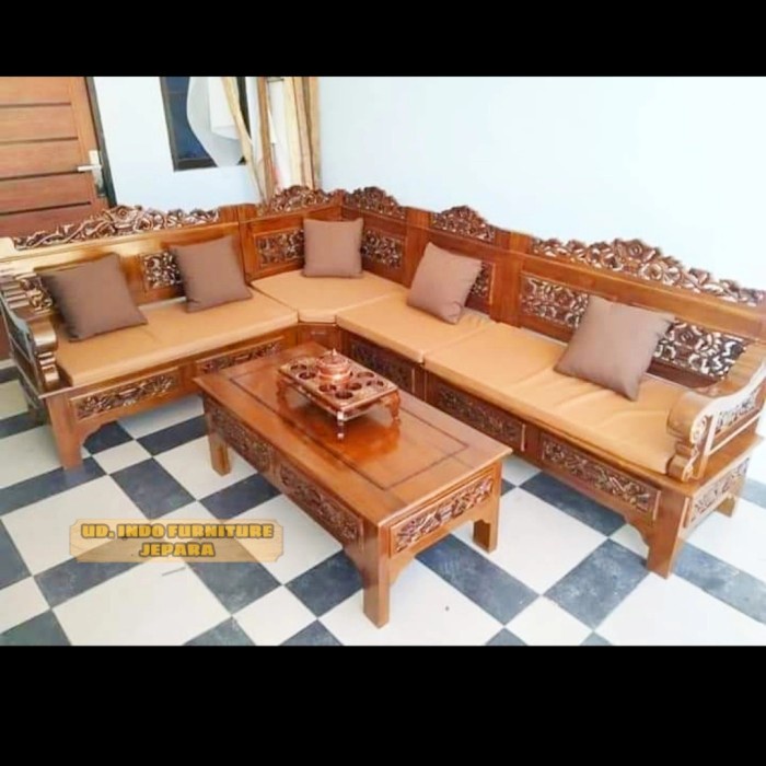 Kursi tamu dan busa/kursi tamu dan bantal - meja kursi tamu sofa sudut kayu jati