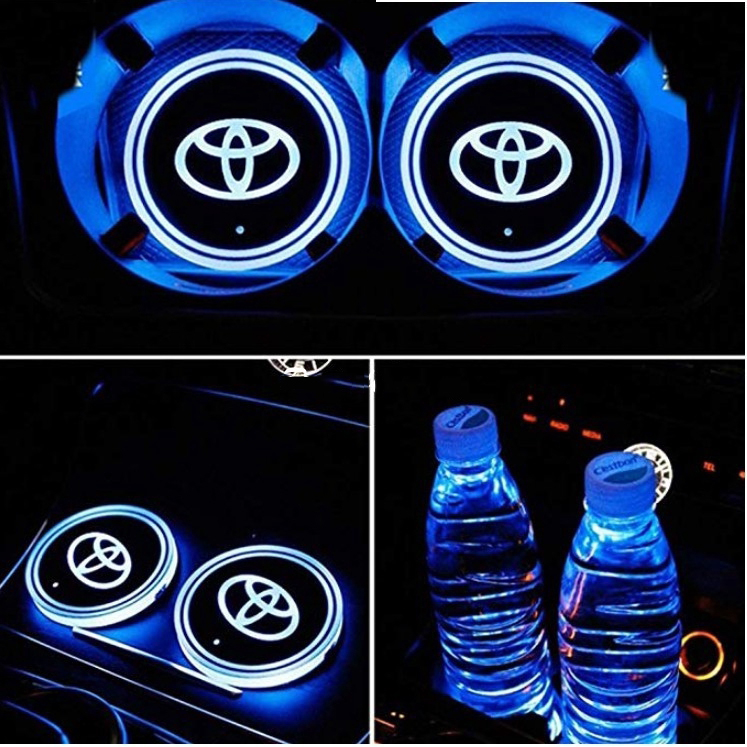 1pc Tatakan Gelas Dengan Lampu Led Cas USB Untuk Toyota Vios Yaris Rush Avanza Corolla Etions RAV4