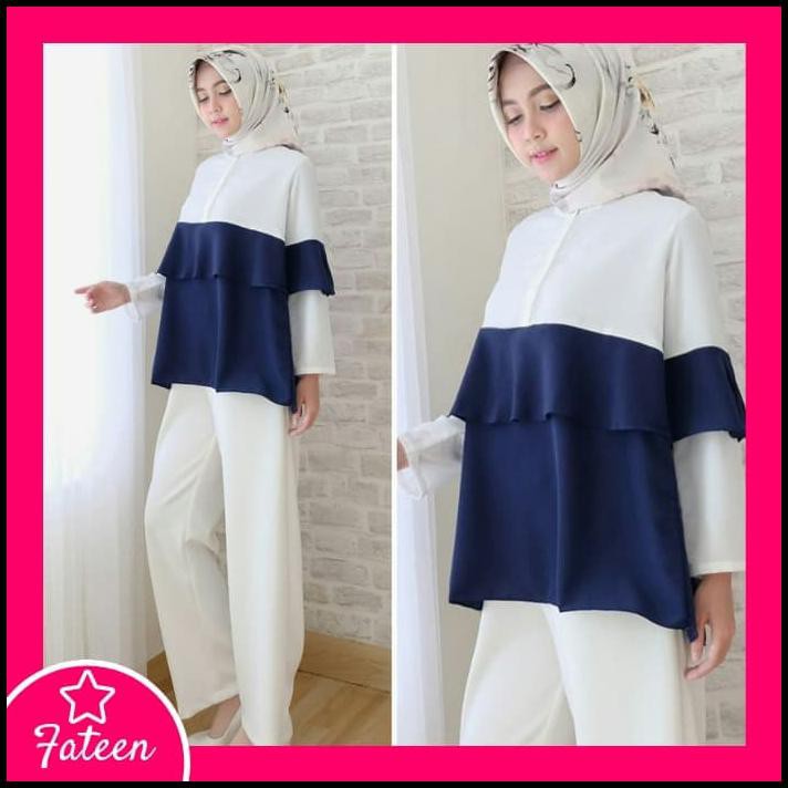 FMHX LAINA BLOUSE MUSLIMAH 413 - BAJU BLOUSE MUSLIMAH 413 - HIJAU TOSCA K3I0