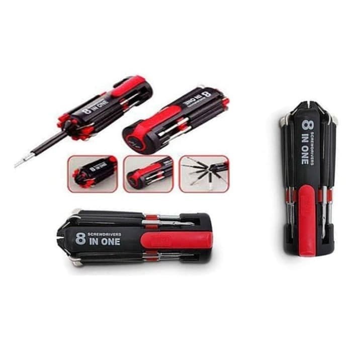 Obeng Set 8in1 Multi Screwdriver Tools - Obeng Senter Multifungsi