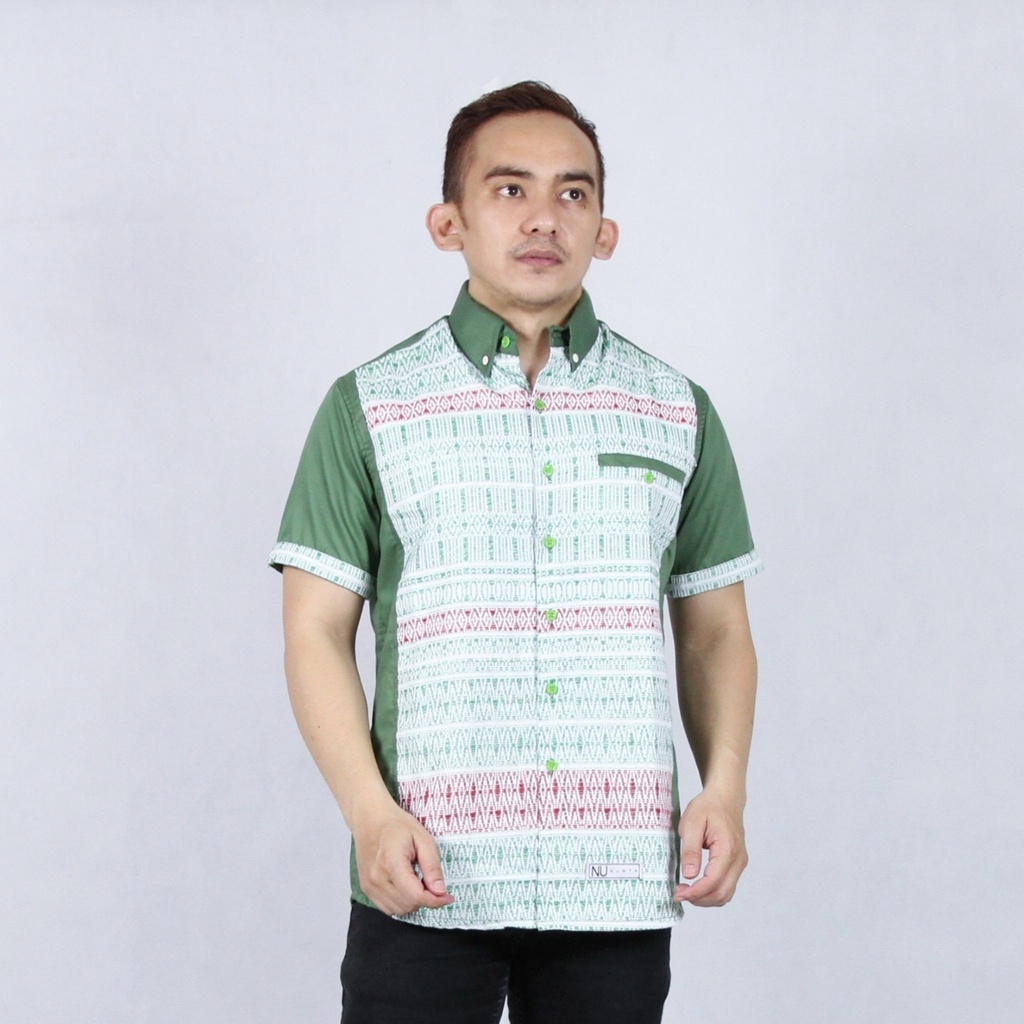 Kemeja Etnik Tenun Ulos Pucca Toba Asli Hijau Sage (Couple Dijual Terpisah)