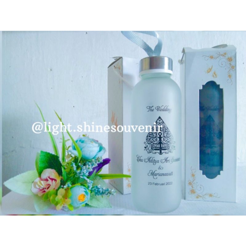 souvenir botol kaca doff/ Souvenir botol beling custom