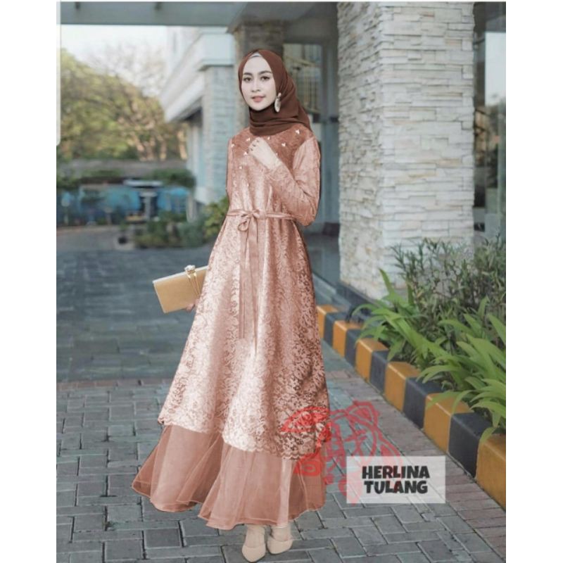 BIG SALE>> baju pakaian muslim gamis brukat syari pesta murah mewah jaguar gliter gamis terbaru 2021