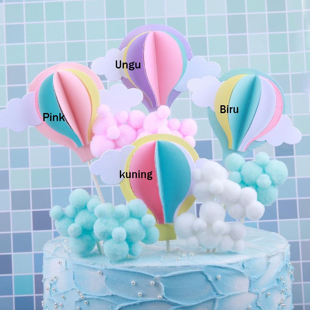 Topper Kue Ulang tahun Hiasan Kue Balon Udara Dekorasi Baking