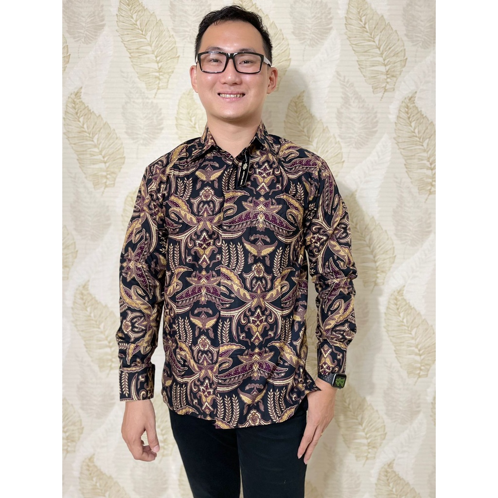 Kemeja Batik Pria Lengan Panjang Pisang Bali Ungu