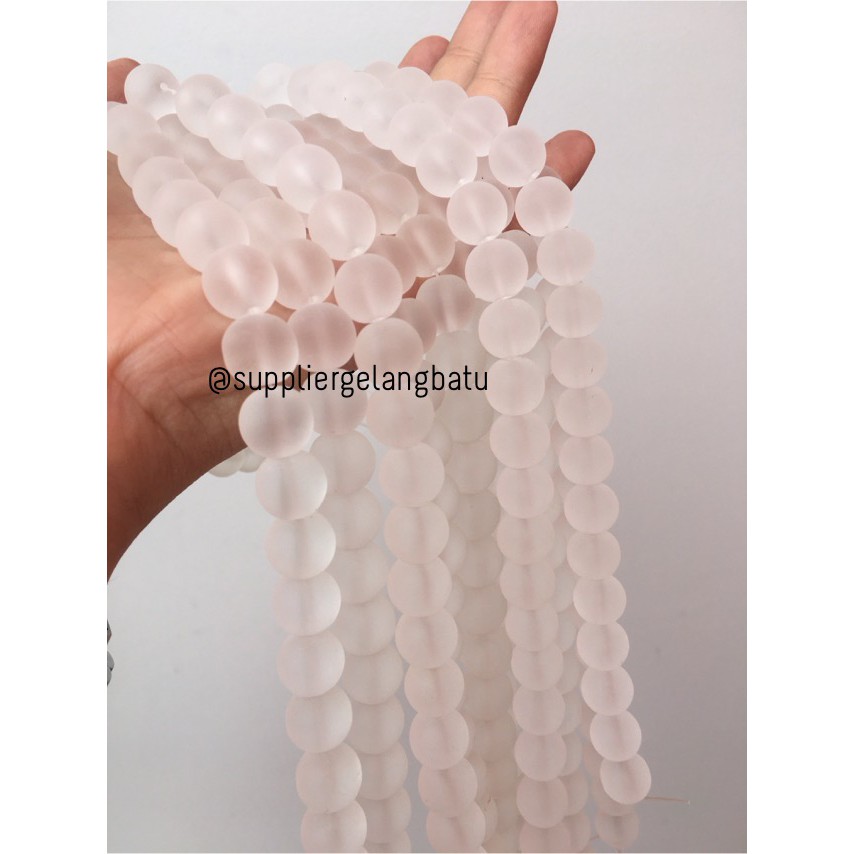 Batu Kuarsa Bening Matte Clear Quartz Gelang Kalung Doff 12mm Putih Terapi Doft Kesehatan Natural