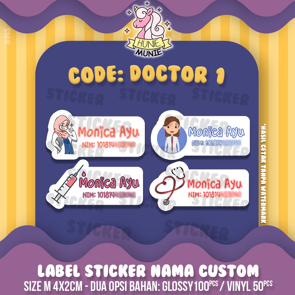

Sticker Label Nama Custom - Doctor Dokter Dentist (100pcs) Stiker