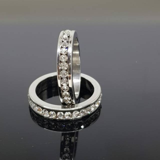 Cincin Couple Full permata Putih Titanium Import