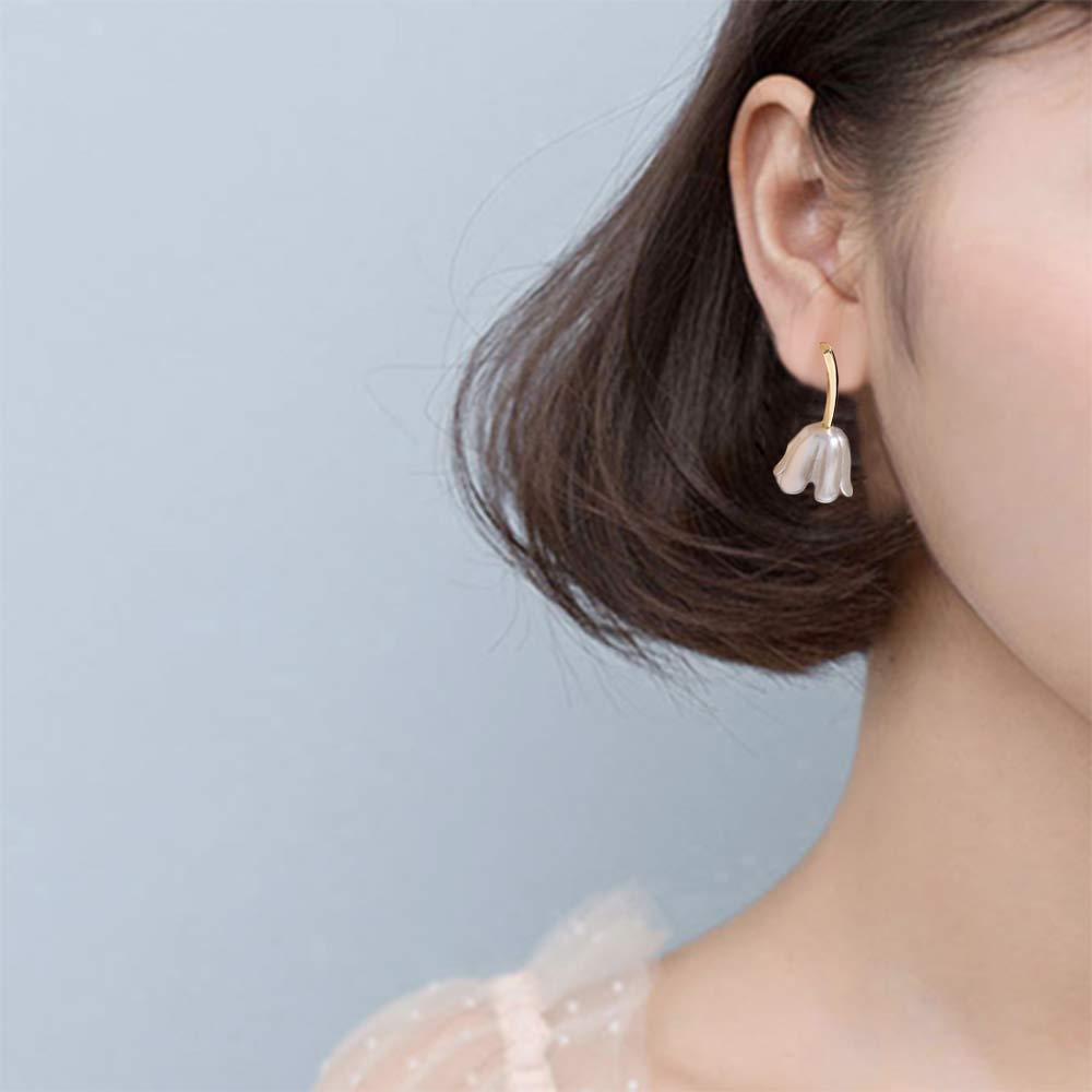 Needway Tulip Anting Manis Geometri Sederhana Jarum Perak Anting Perempuan Daun Perancis