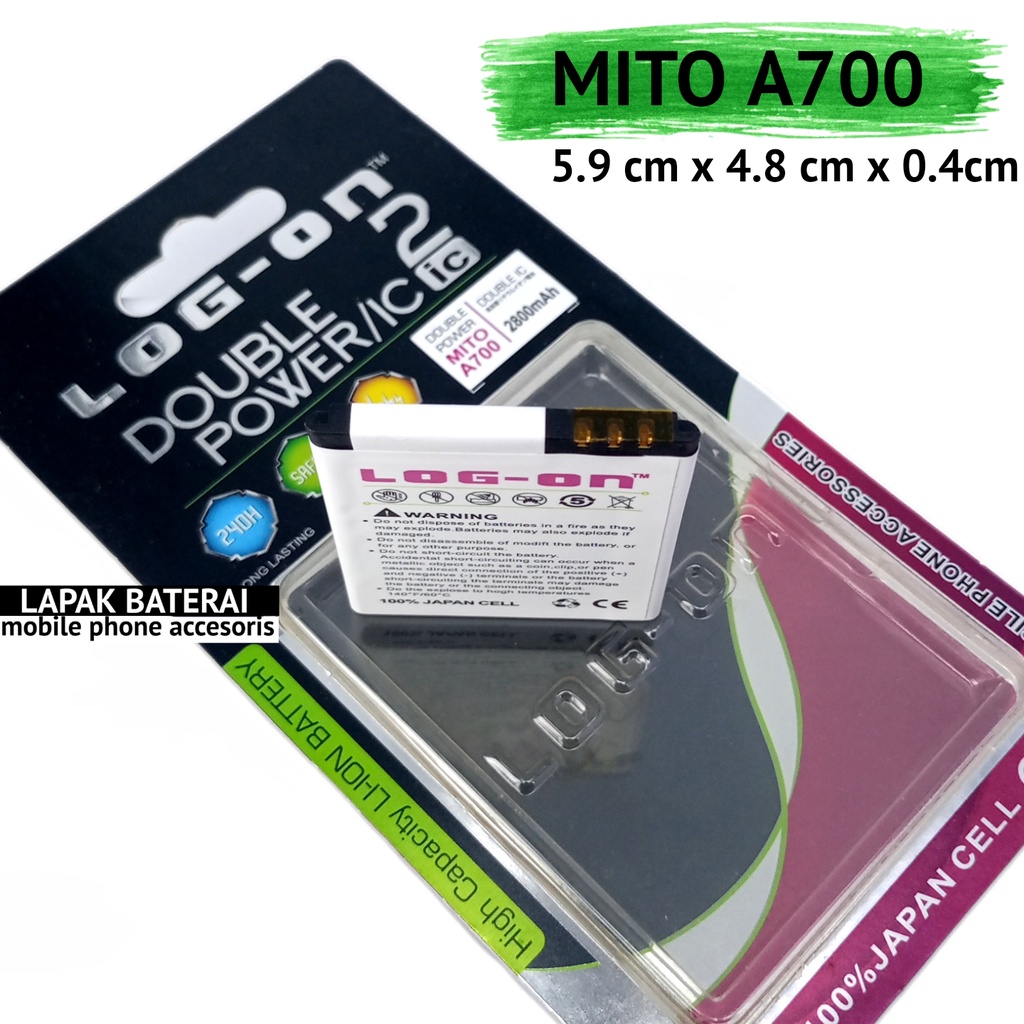 LOG - ON Mito A700 BA00089 Baterai Double IC Protection Battery Batre