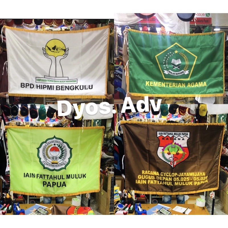 Bendera Pataka Printing bahan satin bolak balik custom bendera pataka printing