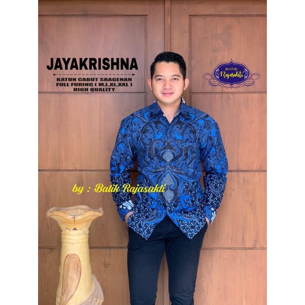 KEMEJA BATIK SOLO JAYAKRISHNA BIRU RJS BATIK PRIA SIZE M L XL XXL
