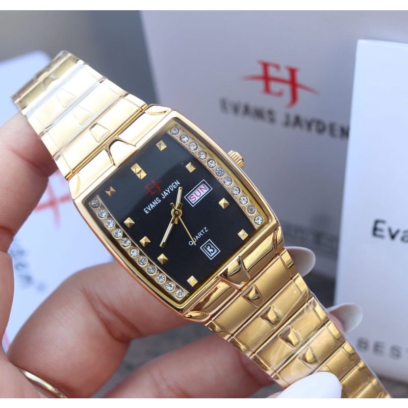Jam Tangan Wanita Original Evans Jayden 5012 Tanggal & Hari Stainless Steel
