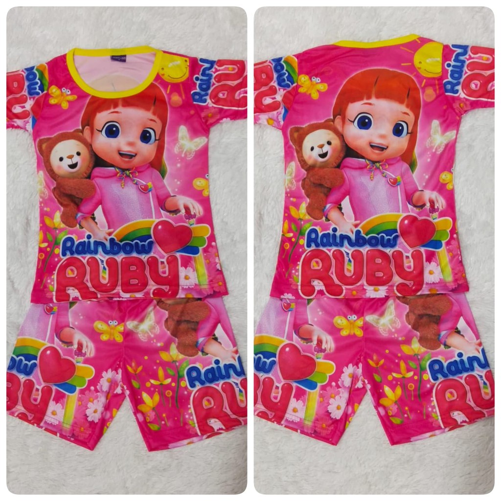 hokycia / - baju setelan anak perumpuan ruby - motif ruby - 2th-10th - COD-setelan anak ruby