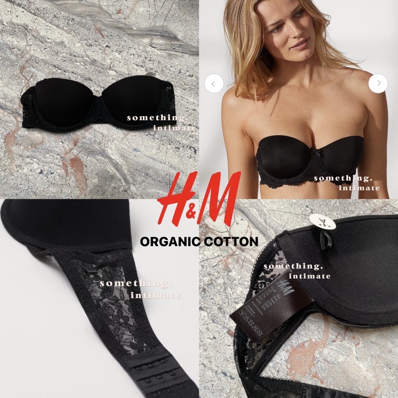 H&M JAMIE Cotton Strapless Pushup Bra Kemben Push Up Bh Bandeau Jastip Hm Beha Katun 34A 34B 36B 36C