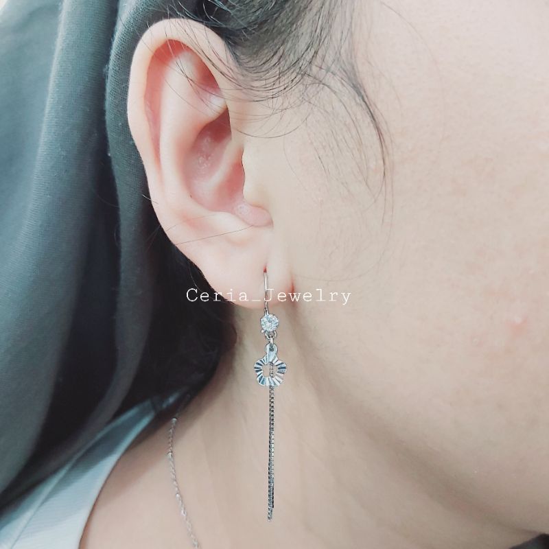 Anting Perak Asli Silver 925 Lapis Emas Model Agogo Bunga Ukir Italy - Perhiasan Perak Wanita