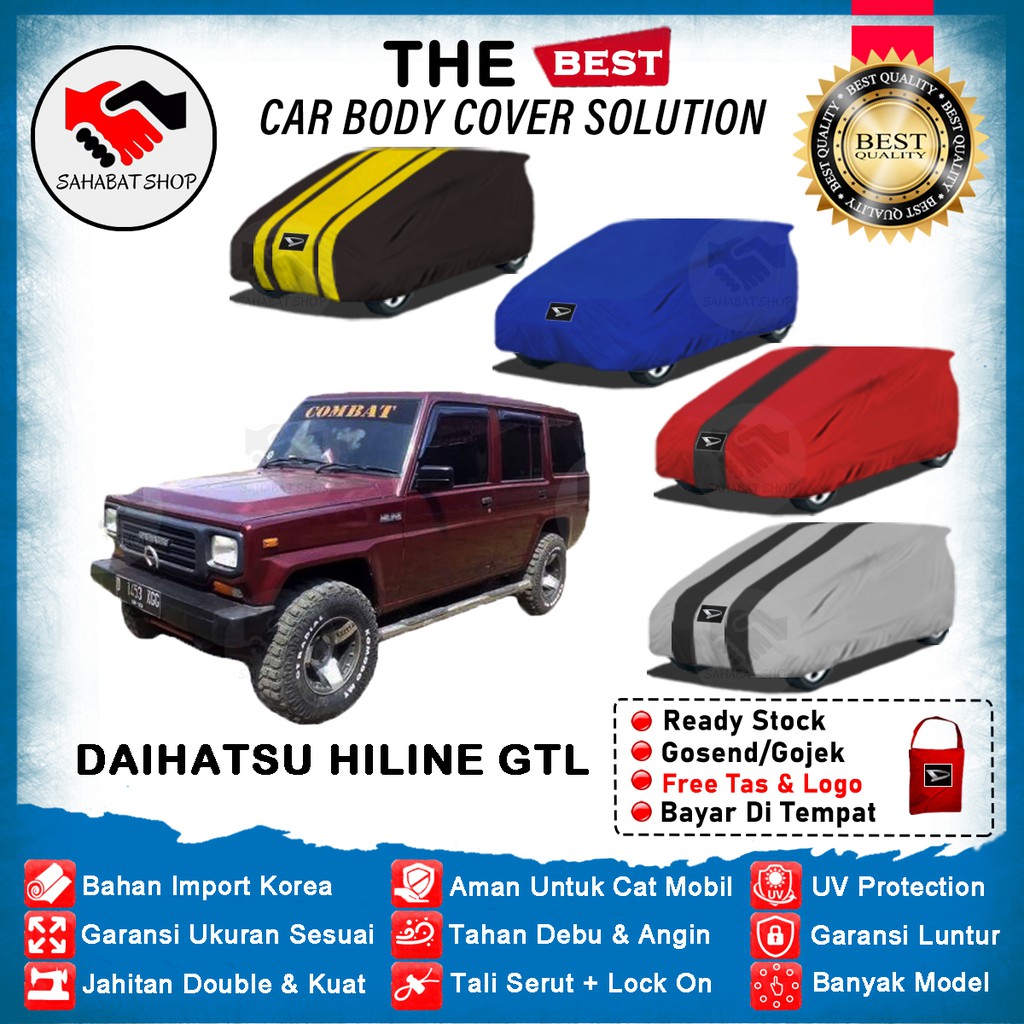 Sahabat Body Cover Mobil Taft / Sarung Penutup Daihatsu Taft Hiline GTL Outdoor 1990 1991 1992 1993 1994 1995 1996 / Tutup Selimut Mantel Kerudung Pelindung Kerodong Mantol Pembungkus Terpal Bungkus Mobil Taft Waterproof Anti Air Model Biru