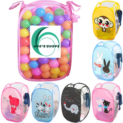Keranjang Baju Lipat / Keranjang Baju / Keranjang Baju lipat Motif Karakter Jaring model rilakkuma kelinci monkey beruang MULTI FUNGSI organizer mainan anak