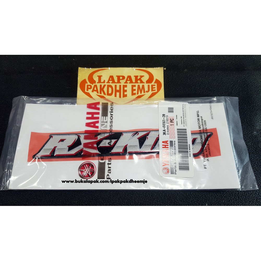BERKUALITAS EMBLEM TANGKI RX KING 2001 2002 YAMAHA ORIGINAL SILVER LIS PINGGIR MERAH HARGA PER B
