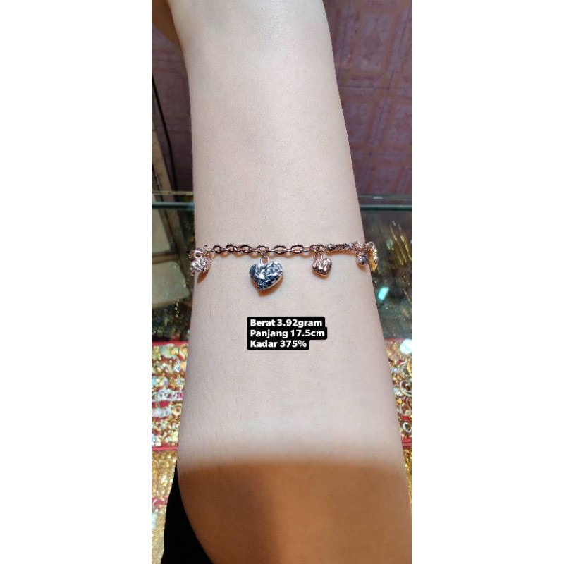 Gelang tangan variasi emas muda kadar 375%