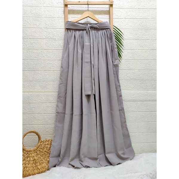 Rok panjang wanita bahan wolfis / rok woolpeach rempel polos / rok harian kerja / rok kuliah