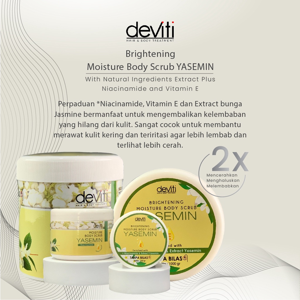 Deviti Moisture Body Scrub Yasmine 1Kg Merileksasi dan Menutrisi Kulit