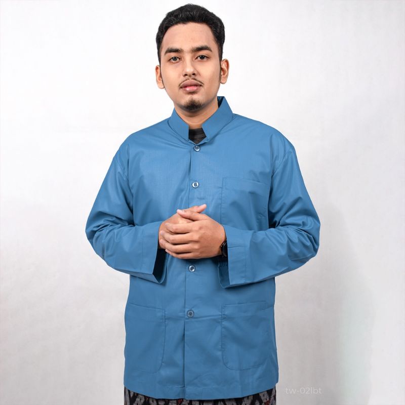 BAJU KOKO HAIBAH  DALWA  Lengan Panjang | Koko Dalwa Original | Ready XXL & XXXL-Biru Langit