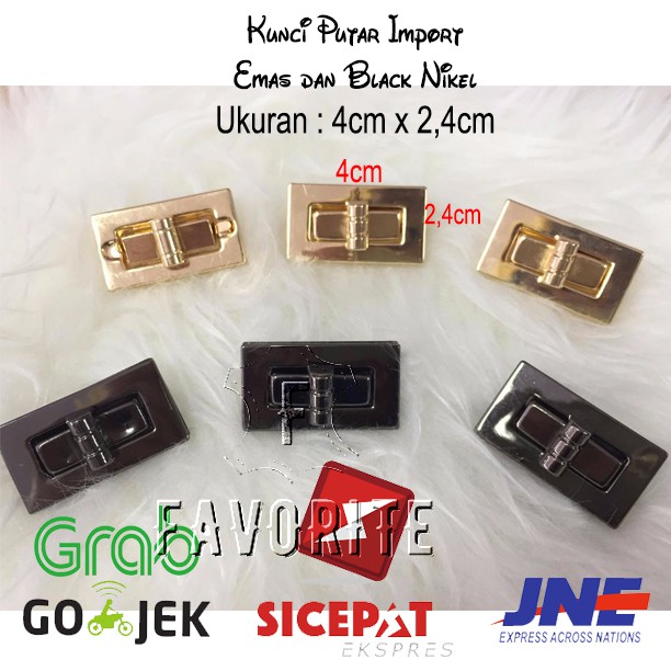 Bag Lock (Pengunci Tas)/ Kunci Jip / Kunci Tas Putar / Kualitas IMPORT GOLD DAN BLACK NICKEL (BN)