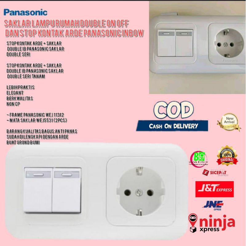 Saklar Dinding Lampu Rumah Double On Off Dan Stop Kontak Panasonic Barang Kualitas Bagus Anti Panas Shopee Indonesia