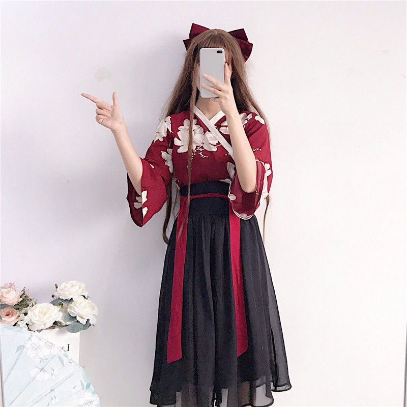 2019 spring and summer New Girl Flower Ballad ancient style Han Chinese clothing Han elements improv