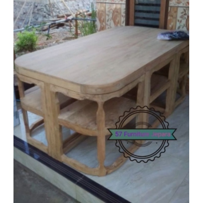 Set Meja Makan 6 Kursi Kayu Jati - Meja Kursi Makan Modern Jati Jepara Mentahan
