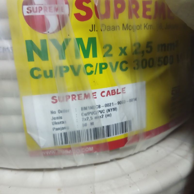 Kabel Supreme NYM 2x2,5 @50m 2x2.5 putih tunggal kawat