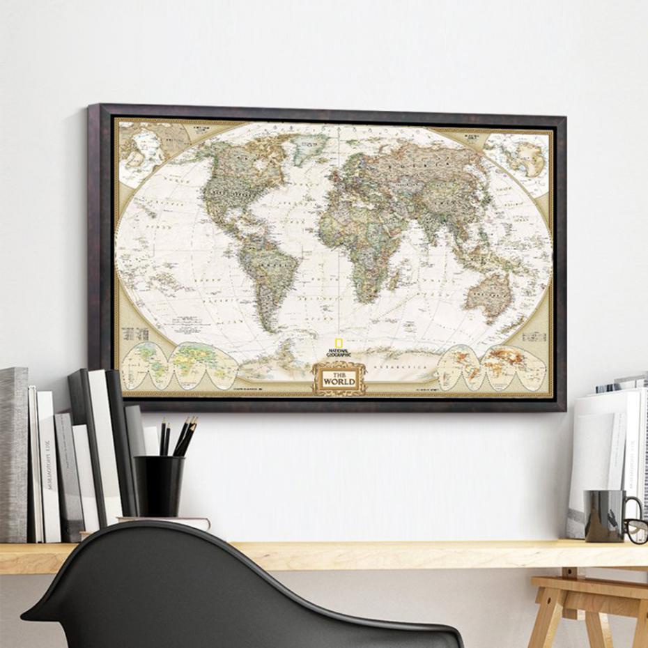 Poster Peta Dunia Large Vintage World Map 104 x 69 cm / Wallpaper Dinding Murah / Walstiker Dinding Wallpaper