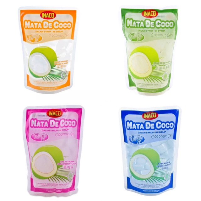 

nata de coco inaco in syrup isi 360 gram exp lama