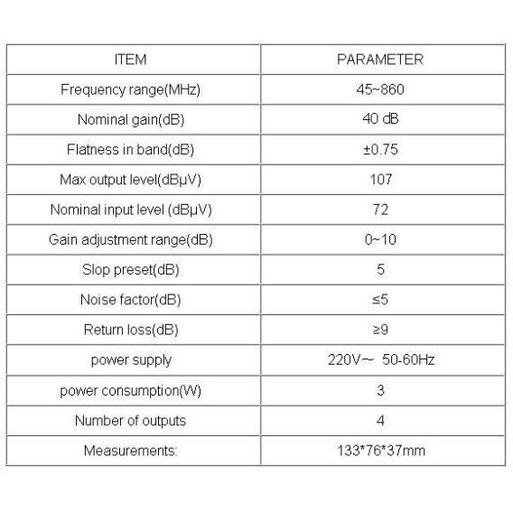 CATV SIGNAL AMPLIFIER 4 PORT