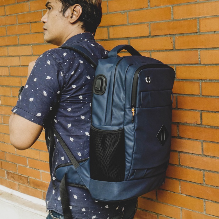 LUXURIOUS NAVY |ManNeedMe x URBAN| Tas Ransel Punggung Pria Tas Backpack ORIGINAL