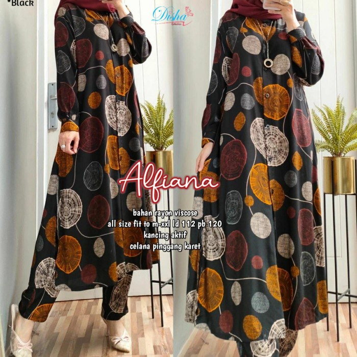Alfiana aet setelan celana wanita long tunik+celana busui jumbo
