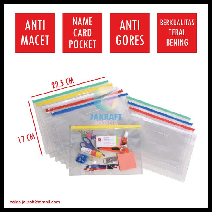 

Zipper Bag A5 22.5 X 17 Cm Plastik Mika Bening Tebal Pocket Anti Air Kode 72