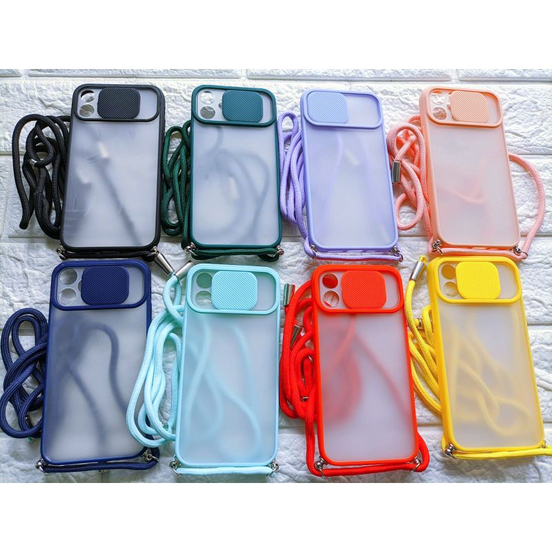 Case Iphone 12 12 pro 6 Plus 6G Plus 6S Plus 12 Pro Max Casing Lanyard Slide Camera