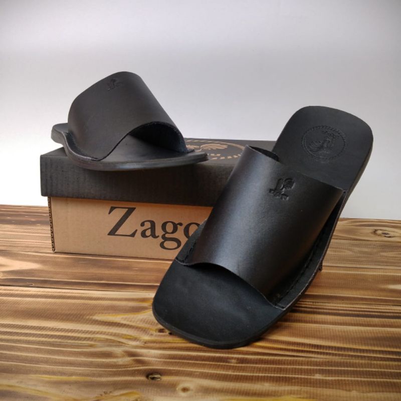 Sandal slop pria kulit asli original/sandal slide pria santai