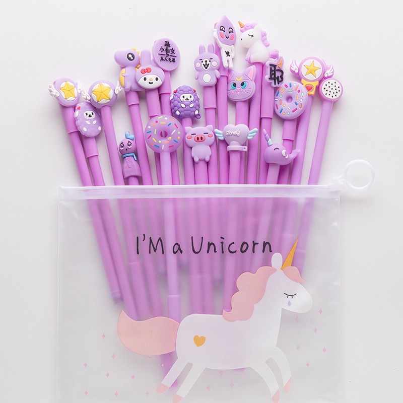 

10pcs Pulpen Karakter Ungu Purple Free tempat pensil unicorn pvc BD0012