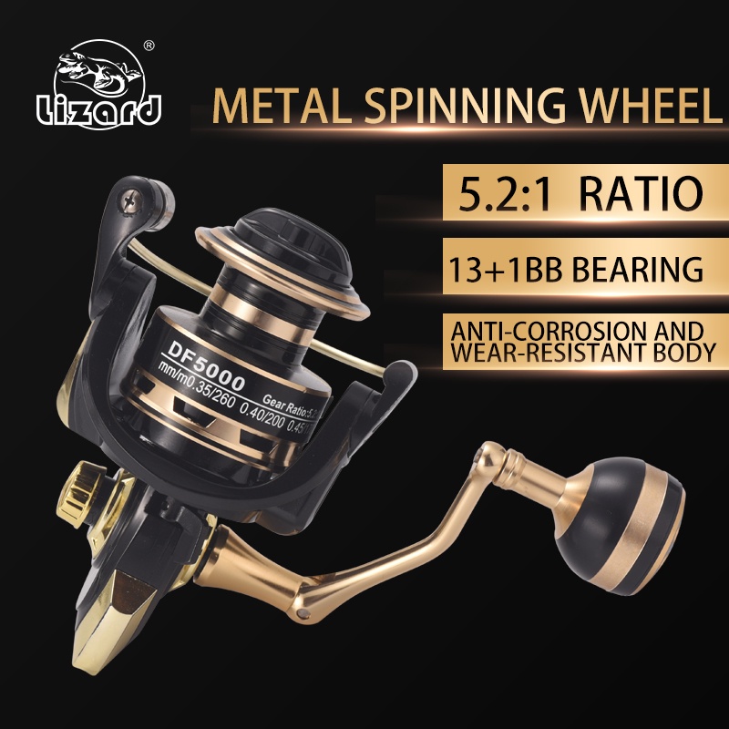 LIZARD DFW series reel pancing Metal spinning murah Alat gulungan senar Pancing katrol kerekan benang Rill Rell pancing ukuran 1000 2000 3000 4000