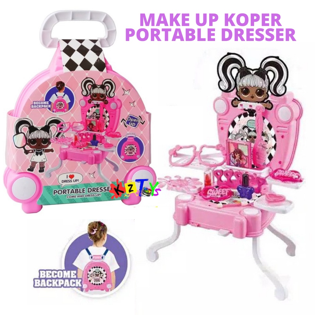 MAINAN MAKE UP MEJA RIAS ANAK 928B PORTABLE DRESSER LOL