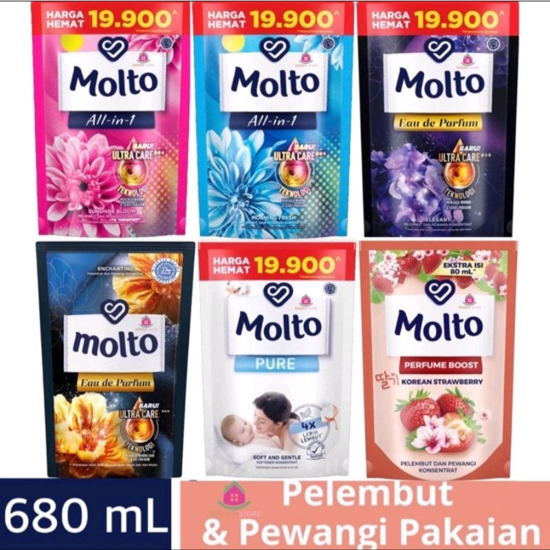 Jual Molto Pelembut Dan Pewangi Pakaian All In 1 680720ml Shopee Indonesia 3199