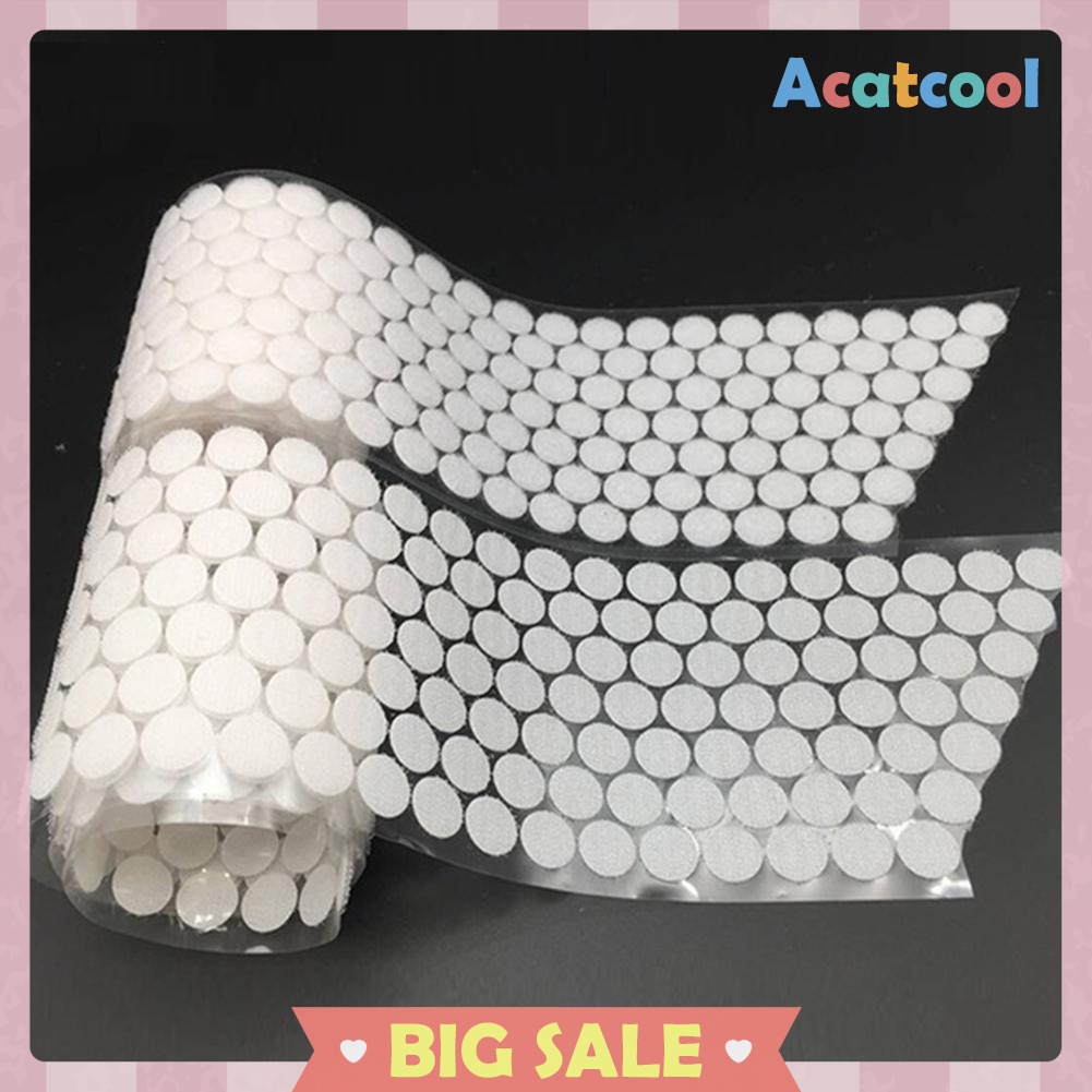 100 Pairs Dots Sticker Hook Loop Double-Sided Self-Adhesive Nylon Tape Snap