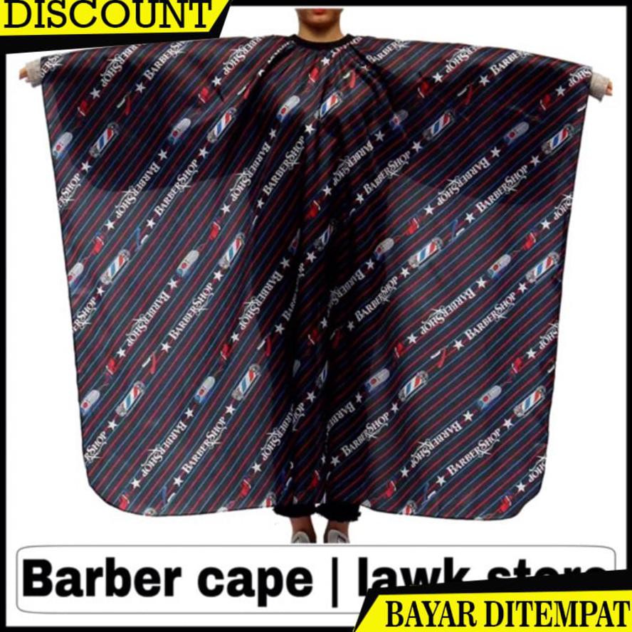 (BAYAR DITEMPAT) BARBER CAPE KAIN KEP KIP MOTIF BARBERSHOP BLACK GOLD G5002