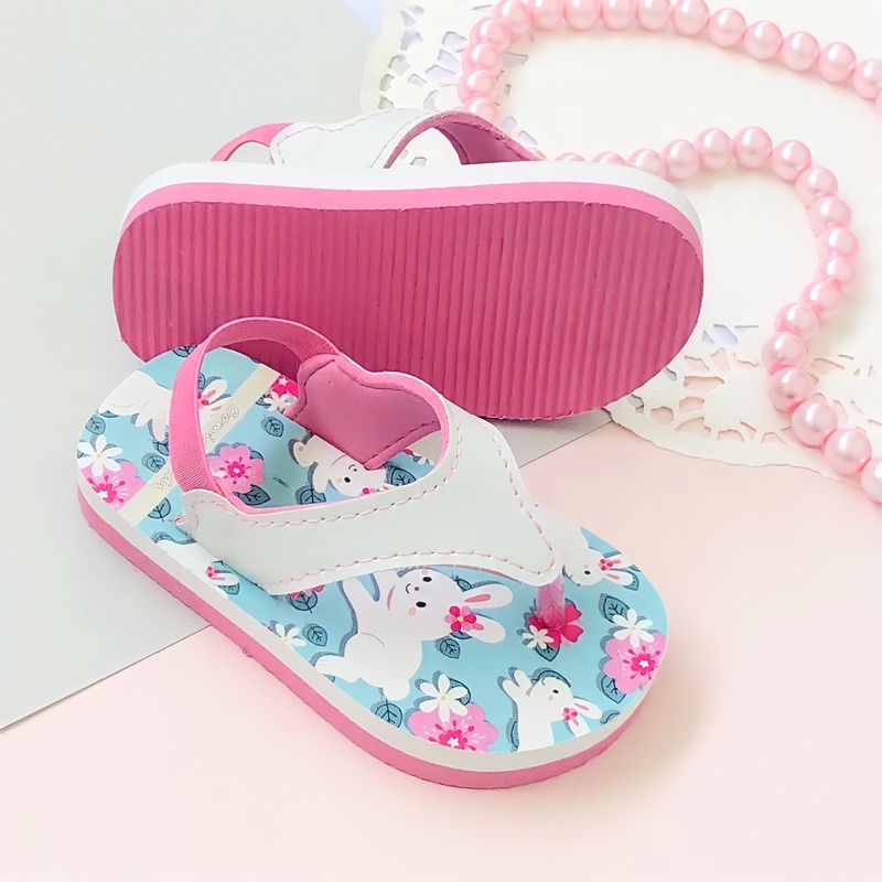 Sandal Jepit Anak Perempuan Comickids Sendal Bayi 1 Tahun Balita Bunny Flip Flop Girl Green Rabbit
