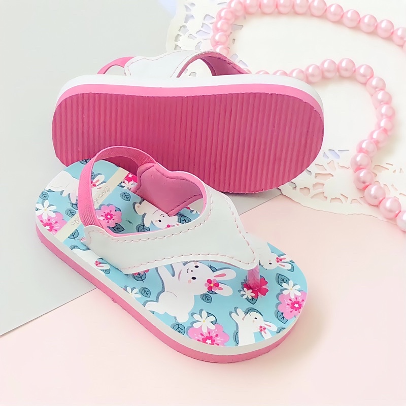 Sendal Anak Perempuan Sandal Jepit Anak Bayi Perempuan Sepatu Sandal Selop Anak Perempuan Warna Hijau Putih Kids White Slippers Bunny Bunnies Girls Flip Flop Girls Baby Toddlers COMICKIDS GREEN RABBIT