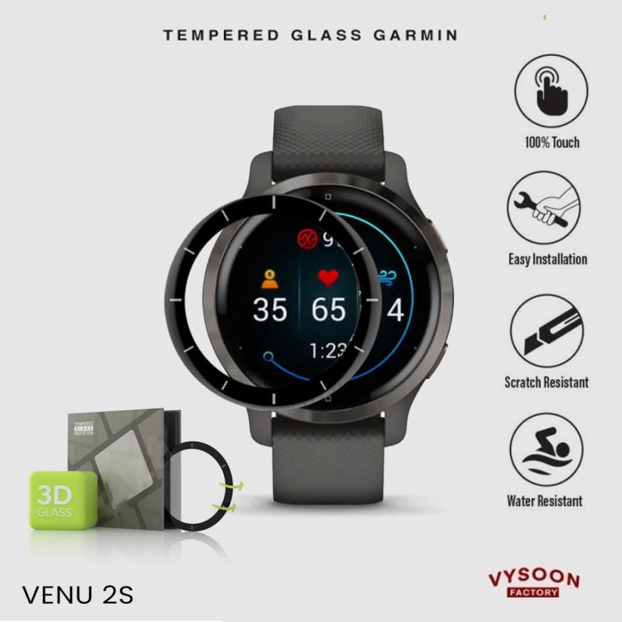 Tempered Glass Anti Gores Garmin Venu 2s AMOLED Screen Guard Gel Lunak