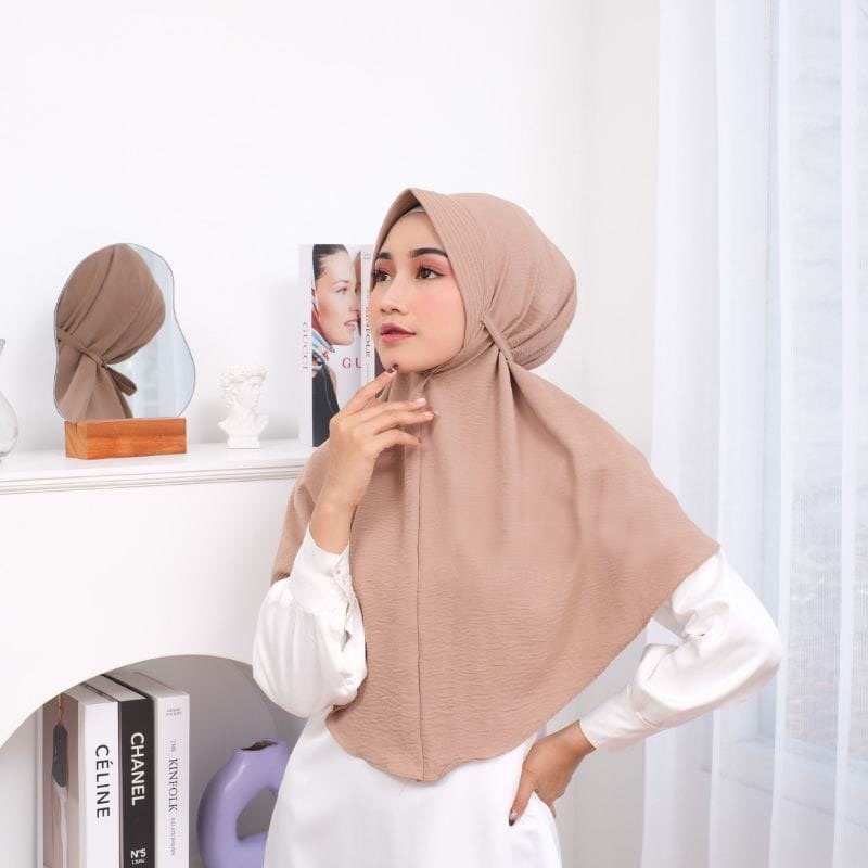 Jilbab Bergo Maryam Pet Crinkle Airflow Premium M,L,XL Kerudung Instan Tali Airflow Anti Kusut Nayla Hija'b